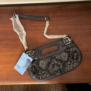 RAFE - Chic Black Beaded Clutch NIB